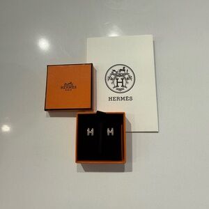 NWT Hermes Mini Pop H Earrings- Marron Glace